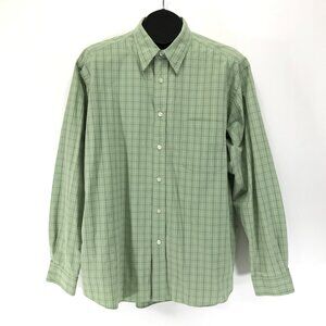 Eddie Bauer Long Sleeve Button Down Shirt Men's XL Green Plaid 100% Cotton